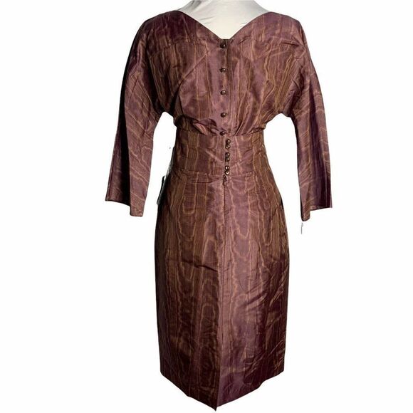 Bill Blass Moire Silk Taffeta Skirt Set S Rouge - Picture 1 of 10